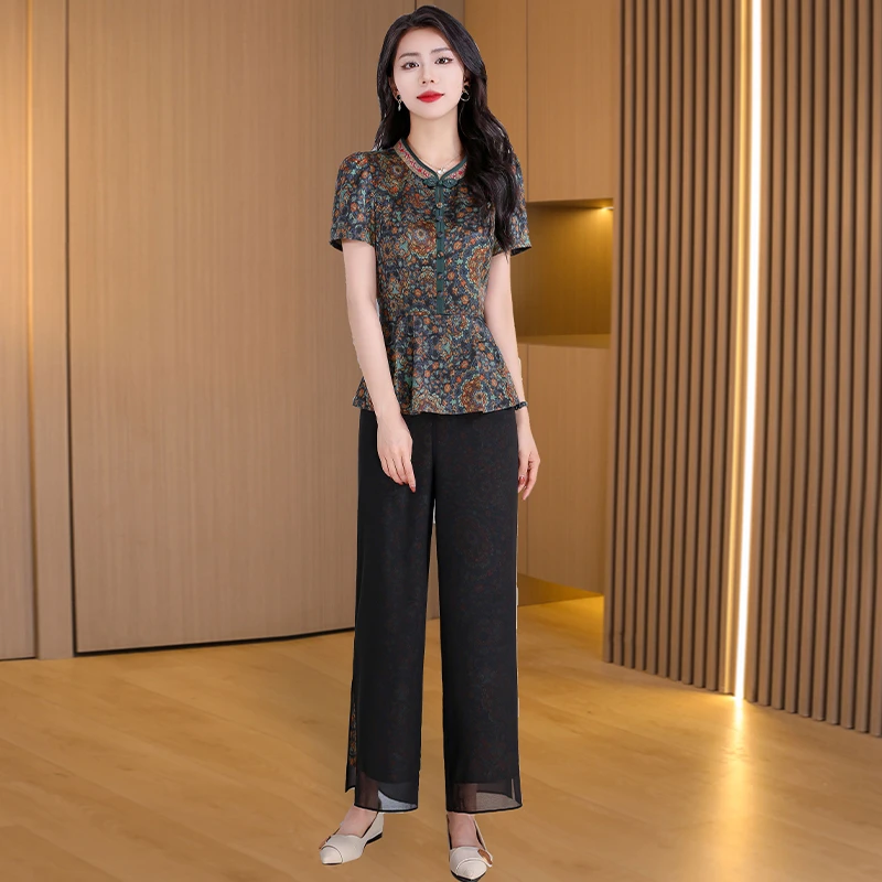 新中式国风旗袍套装女春夏2025新款高端阔太太贵夫人时尚两件套裤