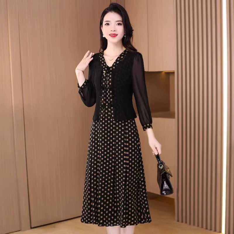 气质旗袍连衣裙新款女早秋长袖高档品牌入秋穿搭一整套装十三行爆