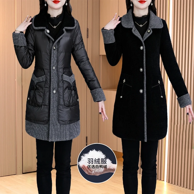 九江小个子两面穿毛呢羽绒服女冬季2025新款高级感小香风妈妈外套