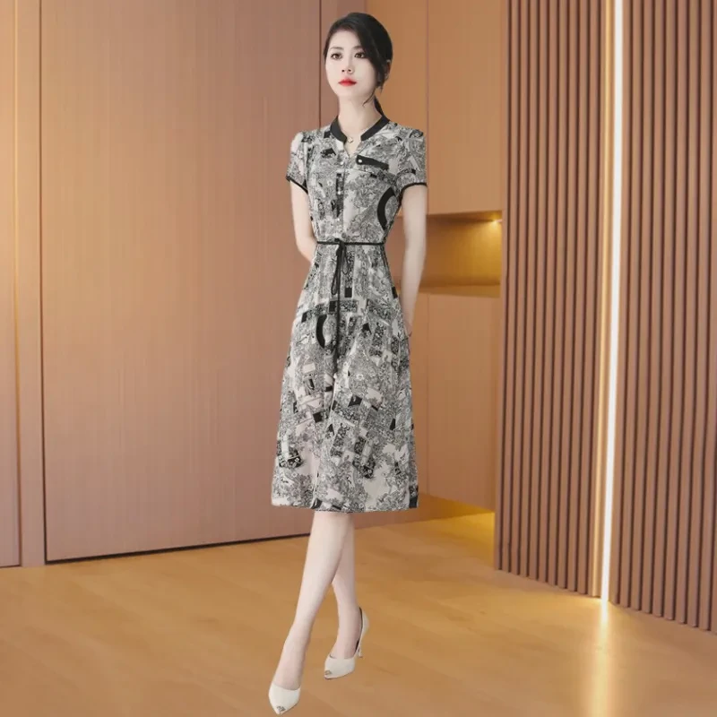 连衣裙女夏季2025新款高端精致气质品牌奢华高档端庄大气薄款裙子