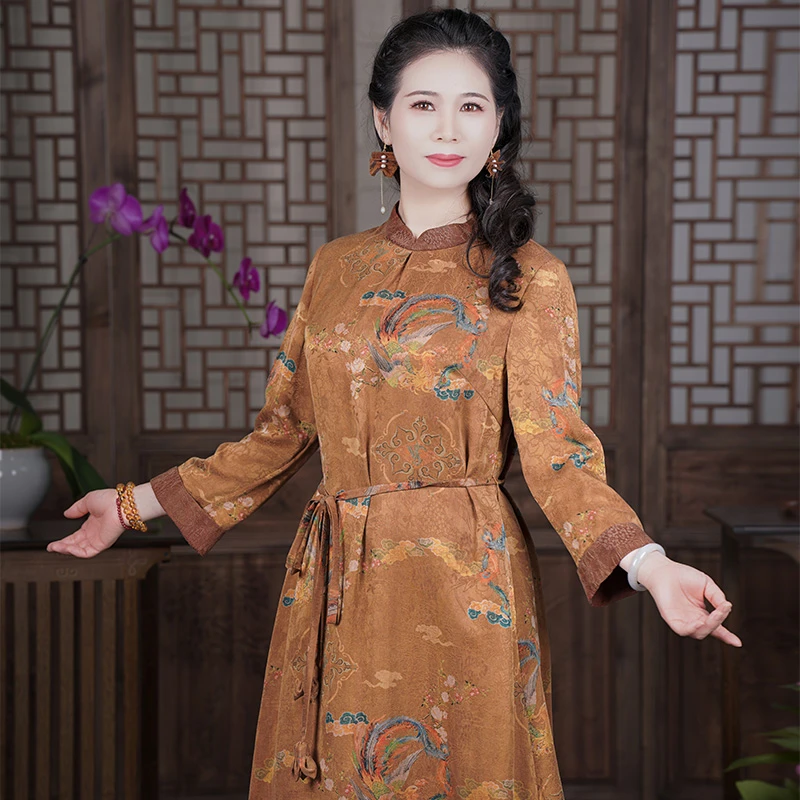 【七彩祥云】香云纱/红云纱立领国风设计款高端连衣裙G279351-2裙子