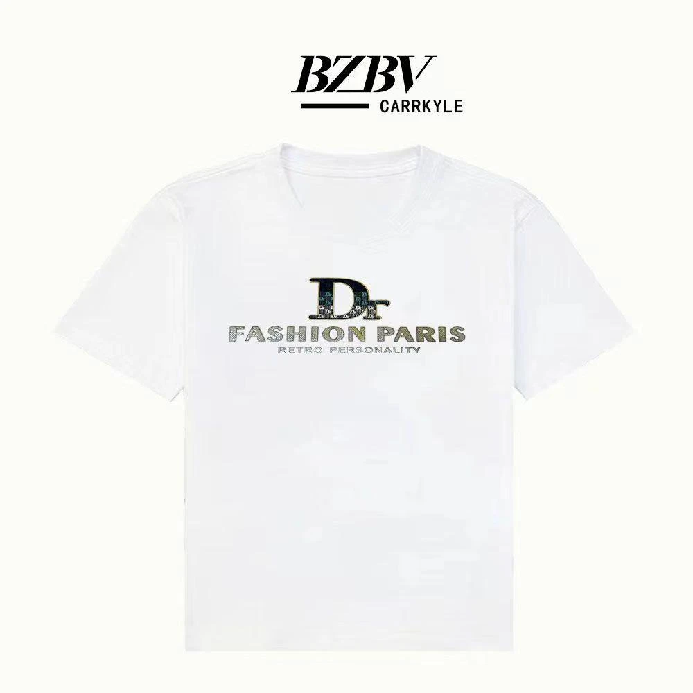 [9935]  2024夏季情侣百搭刺绣休闲高奢圆领宽松男士T恤