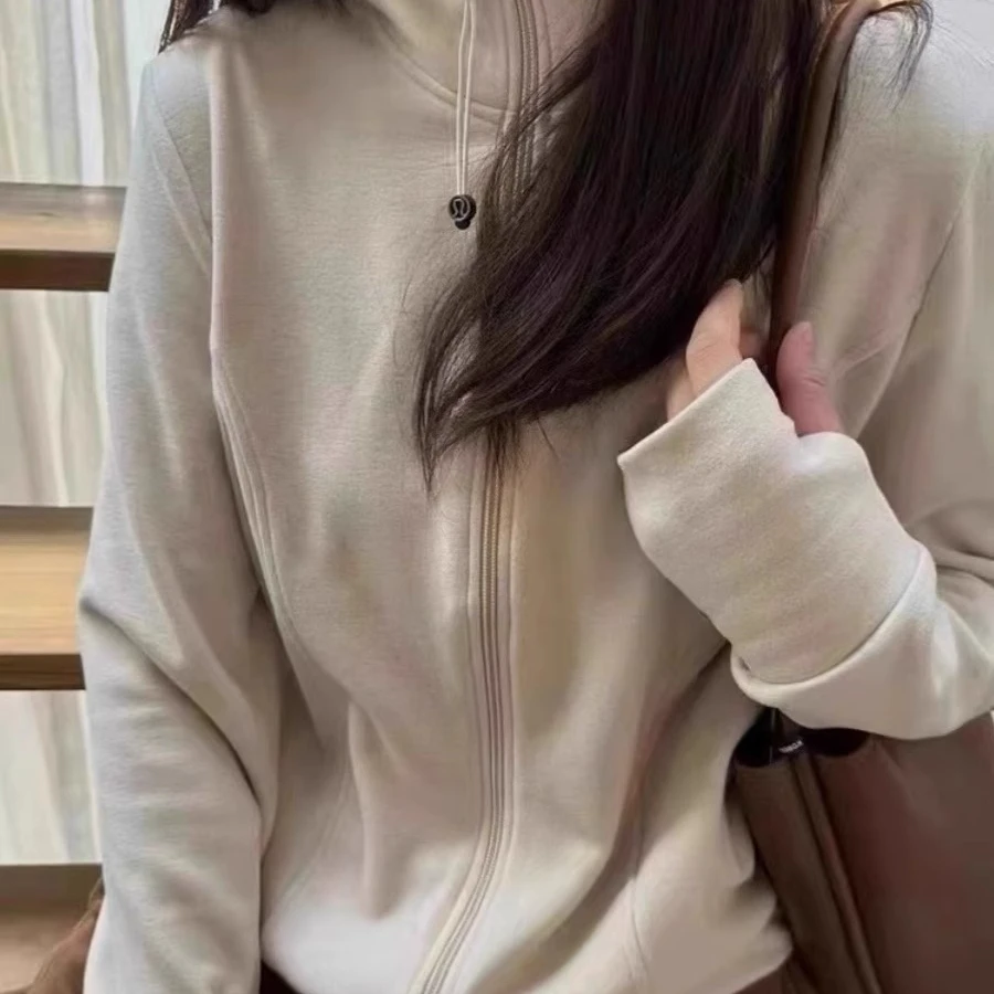 德绒拉链打底衫2025新款女秋冬韩版宽松显瘦加厚立领卫衣开衫外套