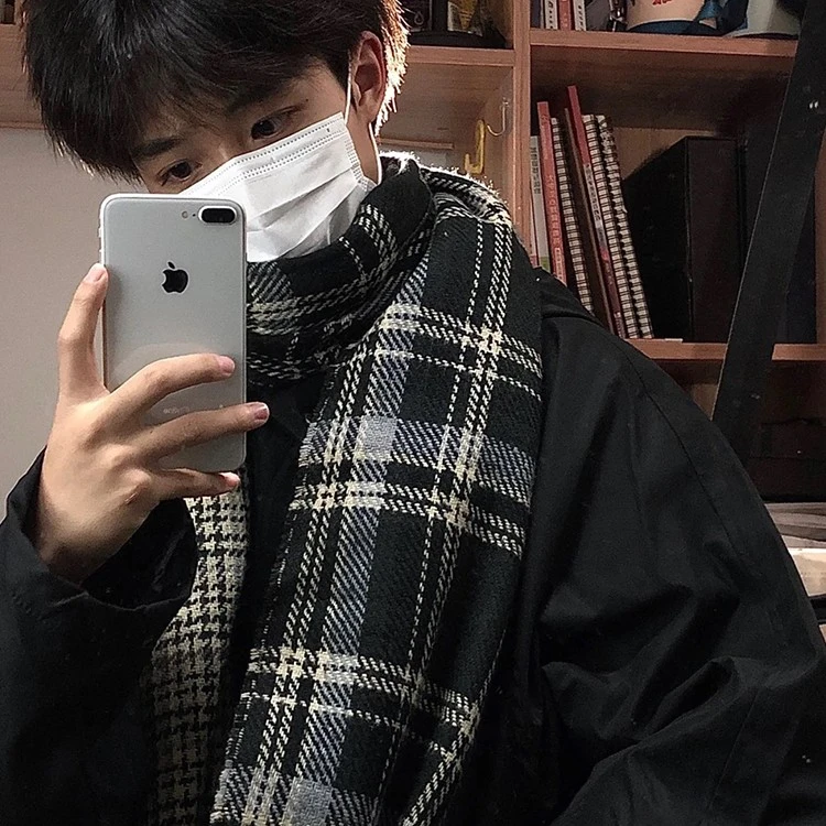 格子围巾男秋冬季韩版送男友礼物披肩女百搭学生情侣保暖围脖潮流