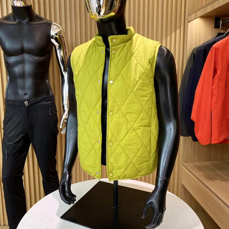 日系复古HEAT发热保暖轻量皱感防风透气秋冬男女立领绗缝马甲背心