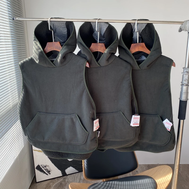 抢！毒家福利！开叉叠穿设计！冬季男女摇粒绒复合羊羔毛连帽马甲