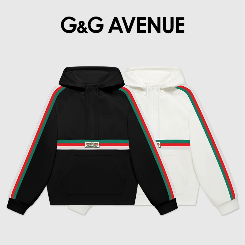 G&G AVENUE国际轻奢潮牌 半拉链连帽卫衣男女长袖同款-GW2323301