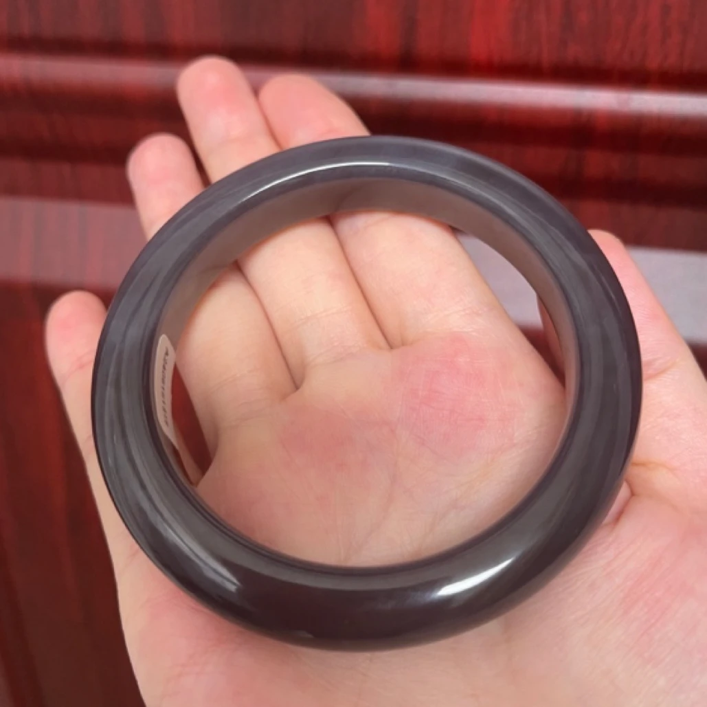 Yuan和田玉满色紫罗兰手镯59/12.5/10.5冰底XY