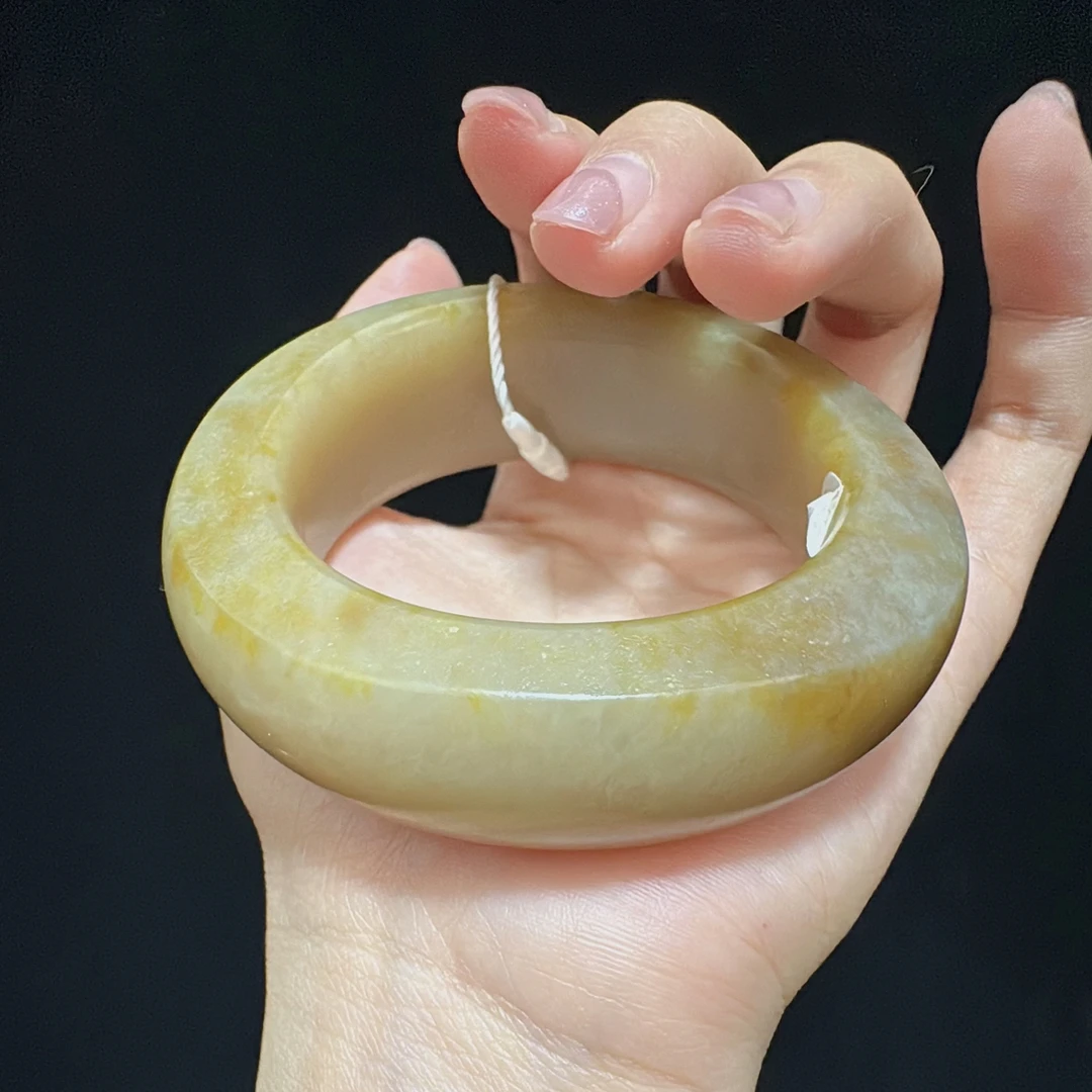 【和田玉糖玉手镯】带皮黄糖醇厚肉细54/19.1/13.1圈口