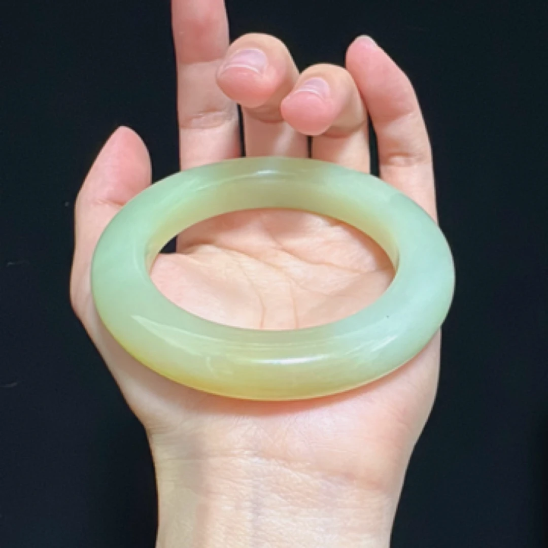 【和田玉青黄带糖手镯】高级糖色系59圈口