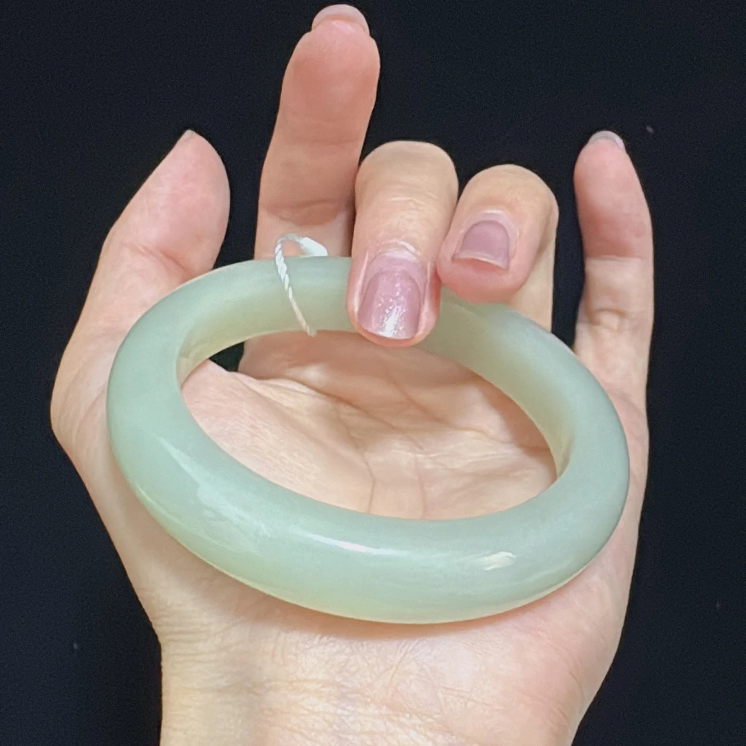 【和田玉且末青白手镯】色彩淡雅清新56.5/12.7/9.3圈口