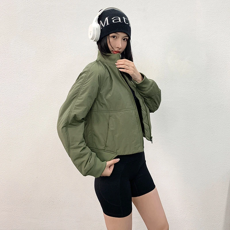 annerun立领运动休闲棉服女夹克短款轻薄显瘦保暖棉袄外套