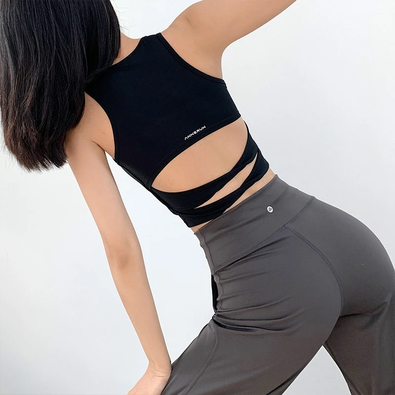 annerun背心女性感运动显瘦透气速干防震普拉提健身跑步文胸上衣