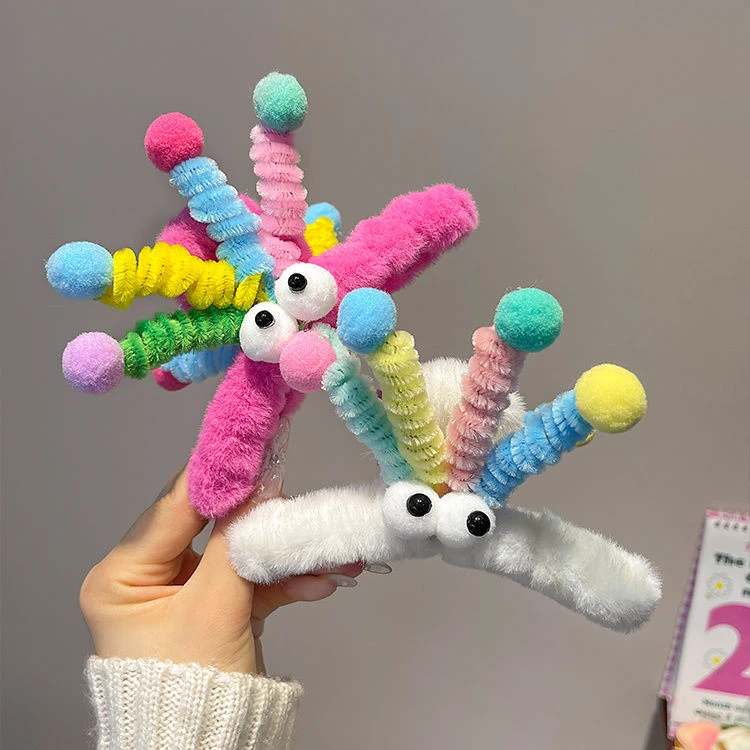 搞怪浮夸~小众设计毛绒抓夹大号秋冬发夹女2023新款后脑勺鲨鱼夹