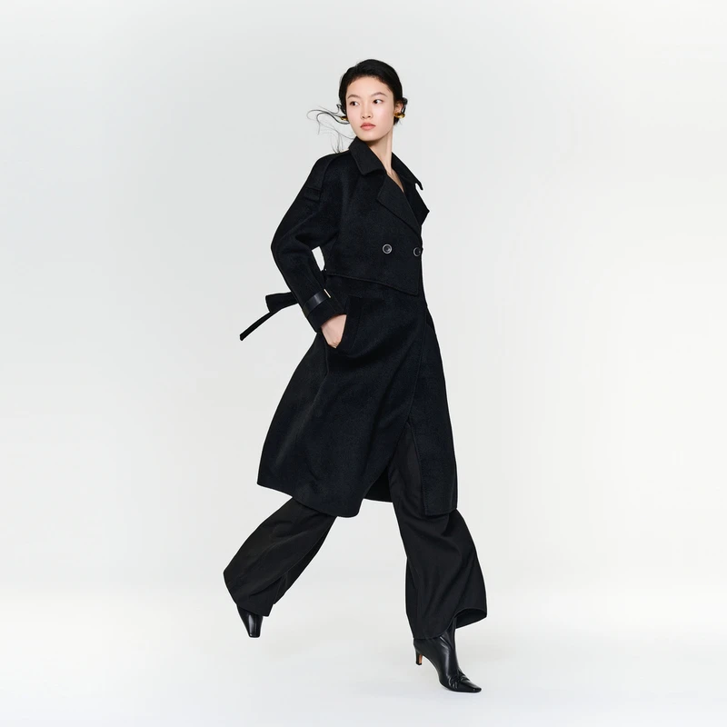 【商场同款】HPLY荷比俪2023冬季新款假两件长款大衣HMD43500102