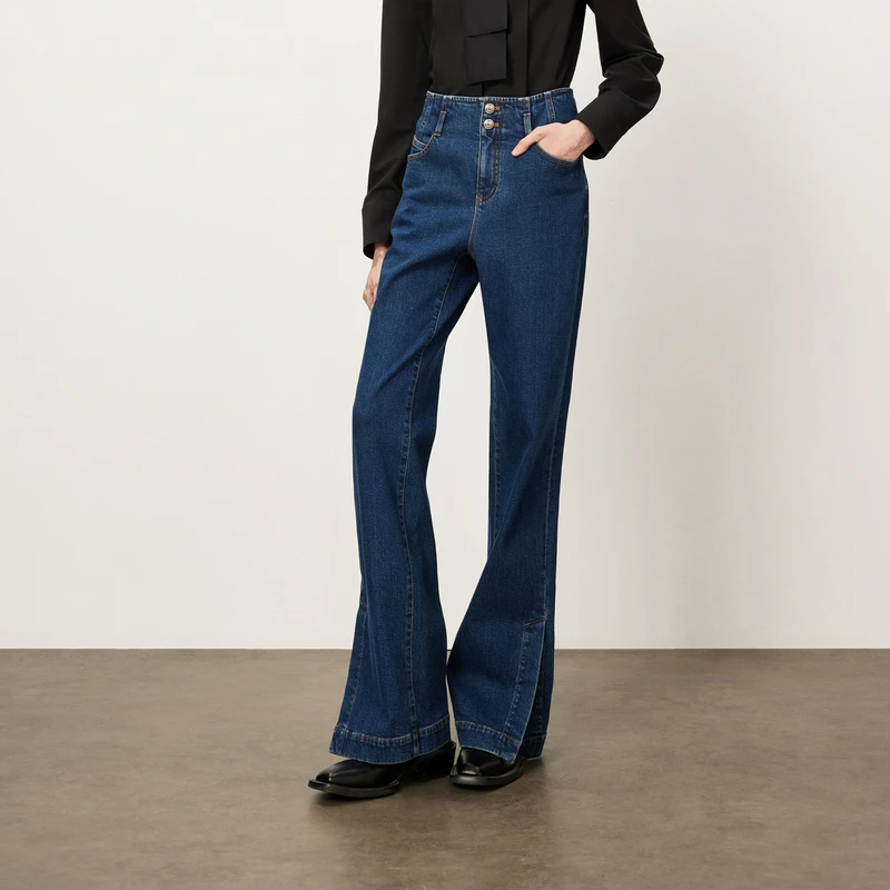 【商场同款】HPLY荷比俪23冬新开叉宽松直筒酷飒长裤HMD45410115