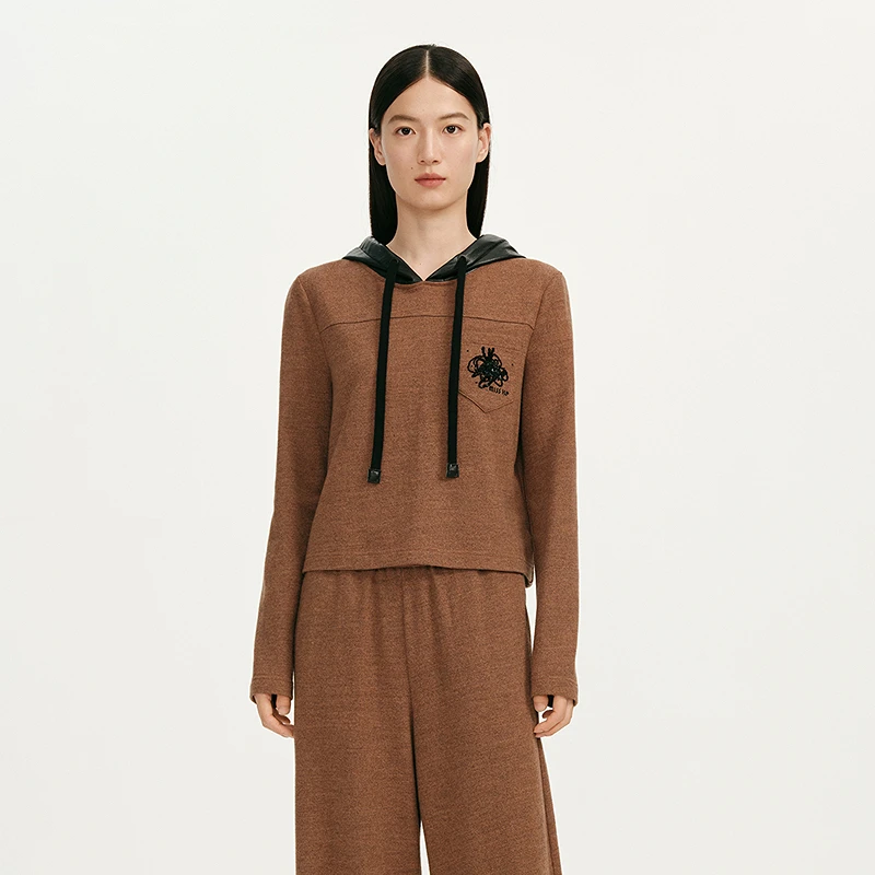 【商场同款】HPLY荷比俪春钉珠刺绣拼接设计连帽上衣HYF12610077T