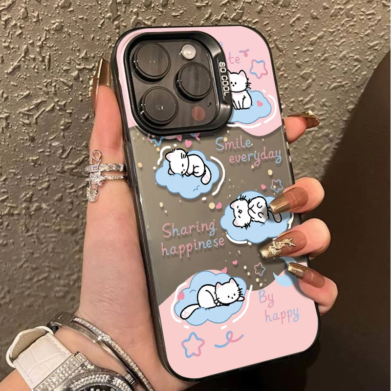 可萌小白猫iPhone15手机壳苹果13promax透明保护壳14/12/11软防摔