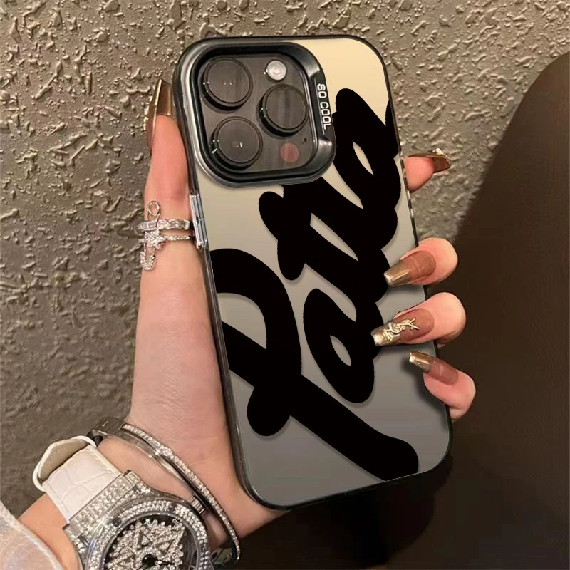 文字文字金属按键苹果15手机壳iPhone14promax/13/12高级感软防摔