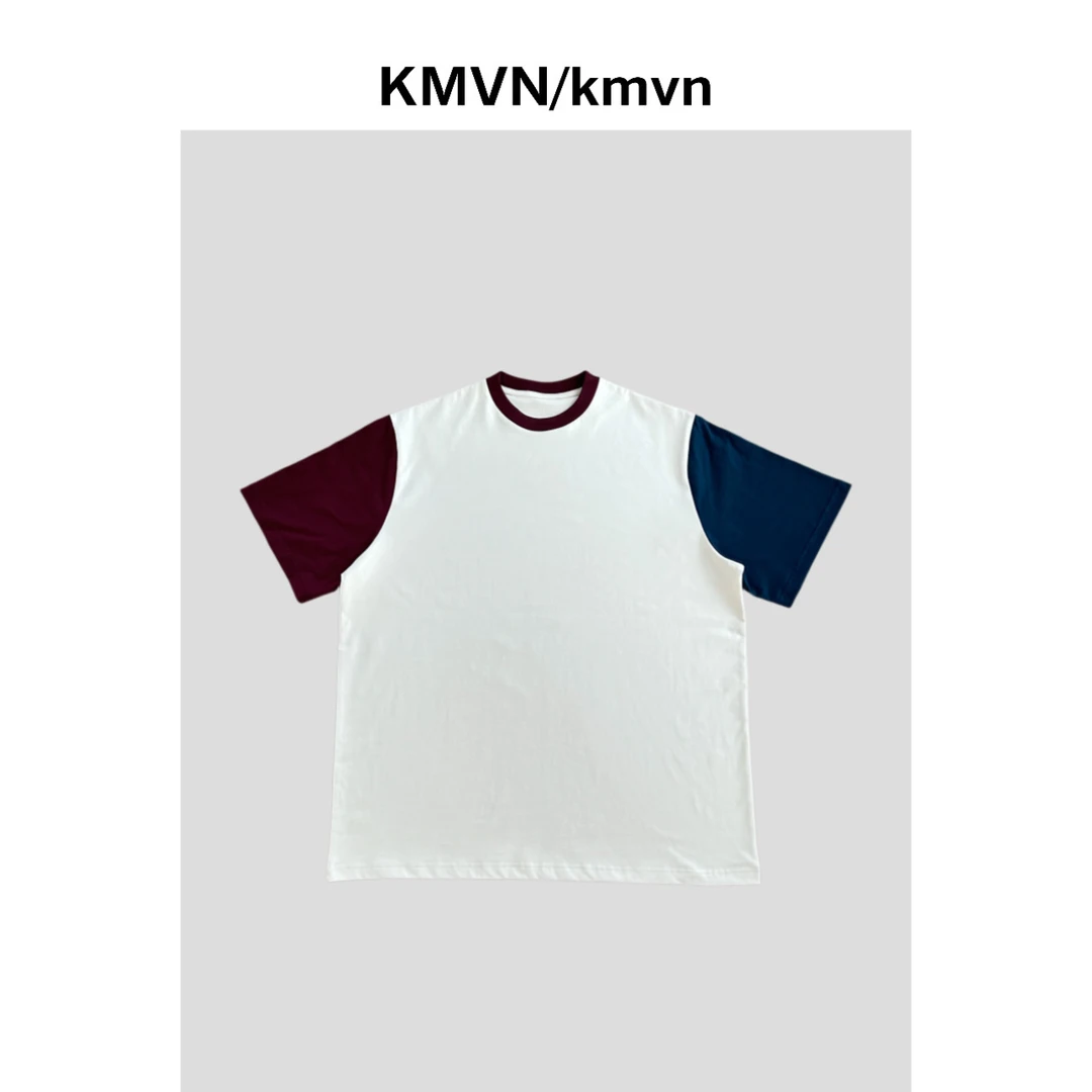 kmvn/kmvn【拼色】春季新款纯棉色彩对撞拼接短袖ins男女同款os版型