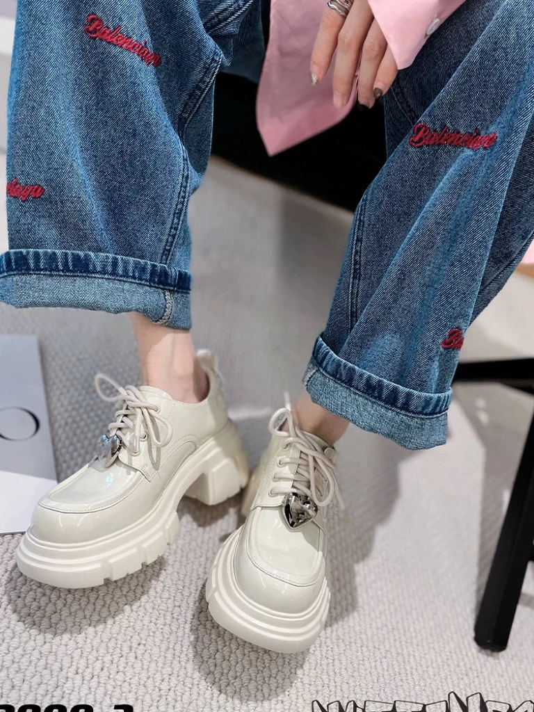 【聚新汇】6187-1厚底真皮百搭气质休闲通勤韩系乐福鞋圆头乐福鞋