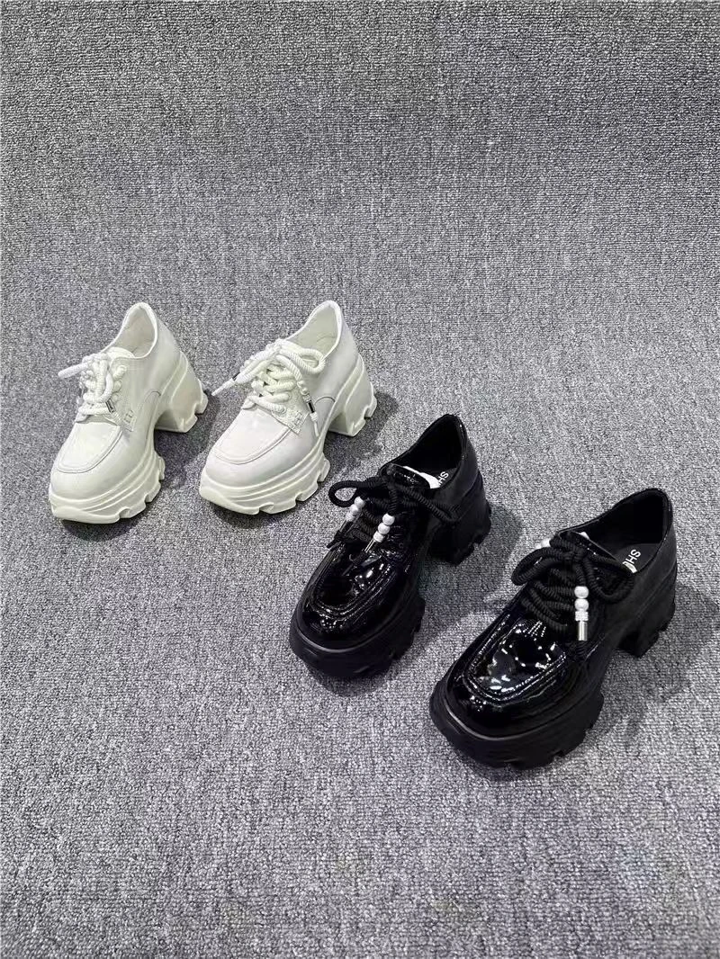 【聚新汇】2398-20厚底真皮百搭气质休闲通勤韩系乐福鞋圆头乐福鞋