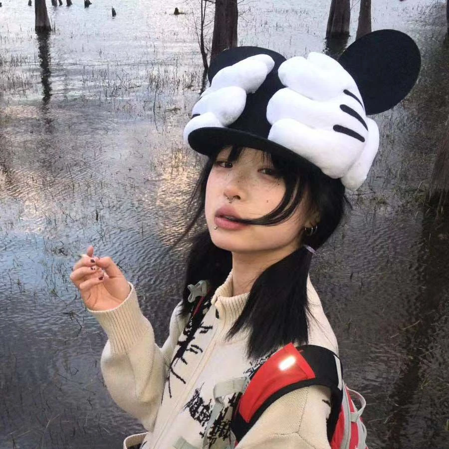 可爱米奇帽子适合方圆脸鸭舌帽搞怪设计感ins时尚街头嘻哈棒球帽