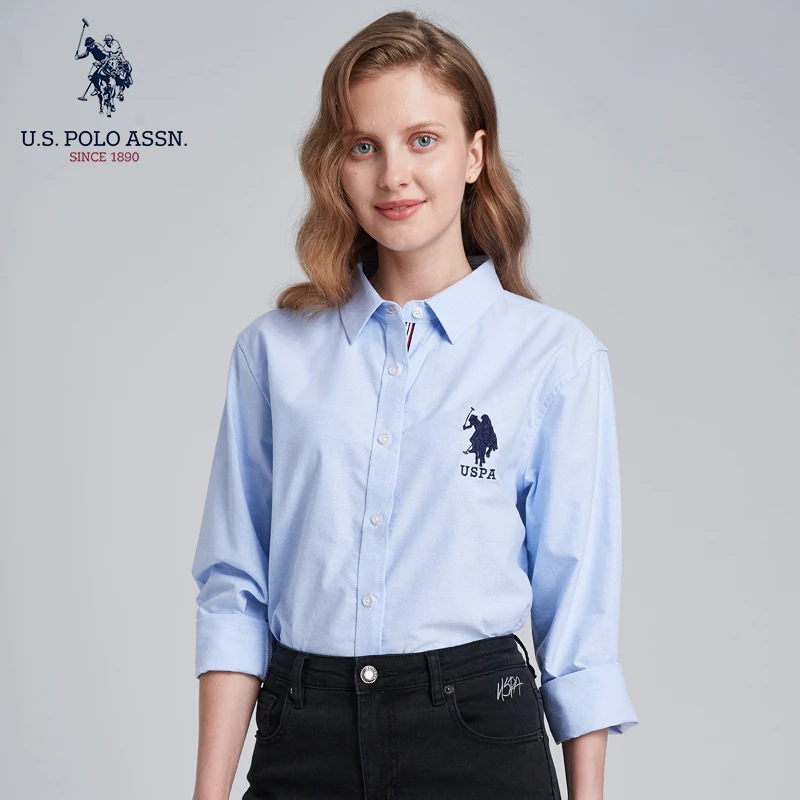 U.S.POLO ASSN.女士牛津纺长袖纯棉百搭休闲衬衫USPOLO1017
