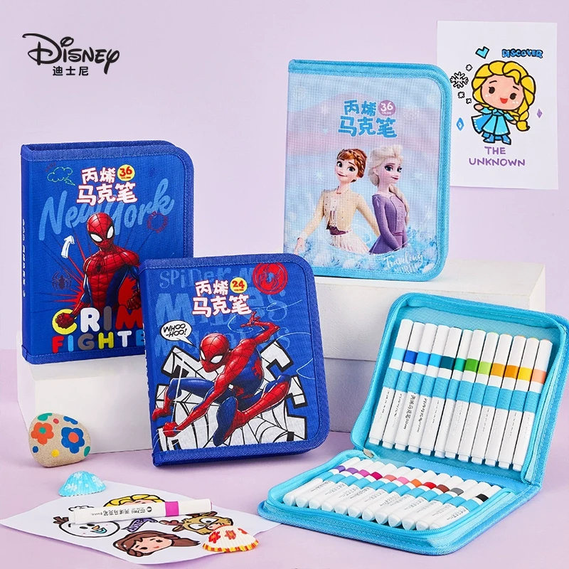 迪士尼不透色可叠色丙烯马克笔可水洗艾莎小学生24色36色水彩笔