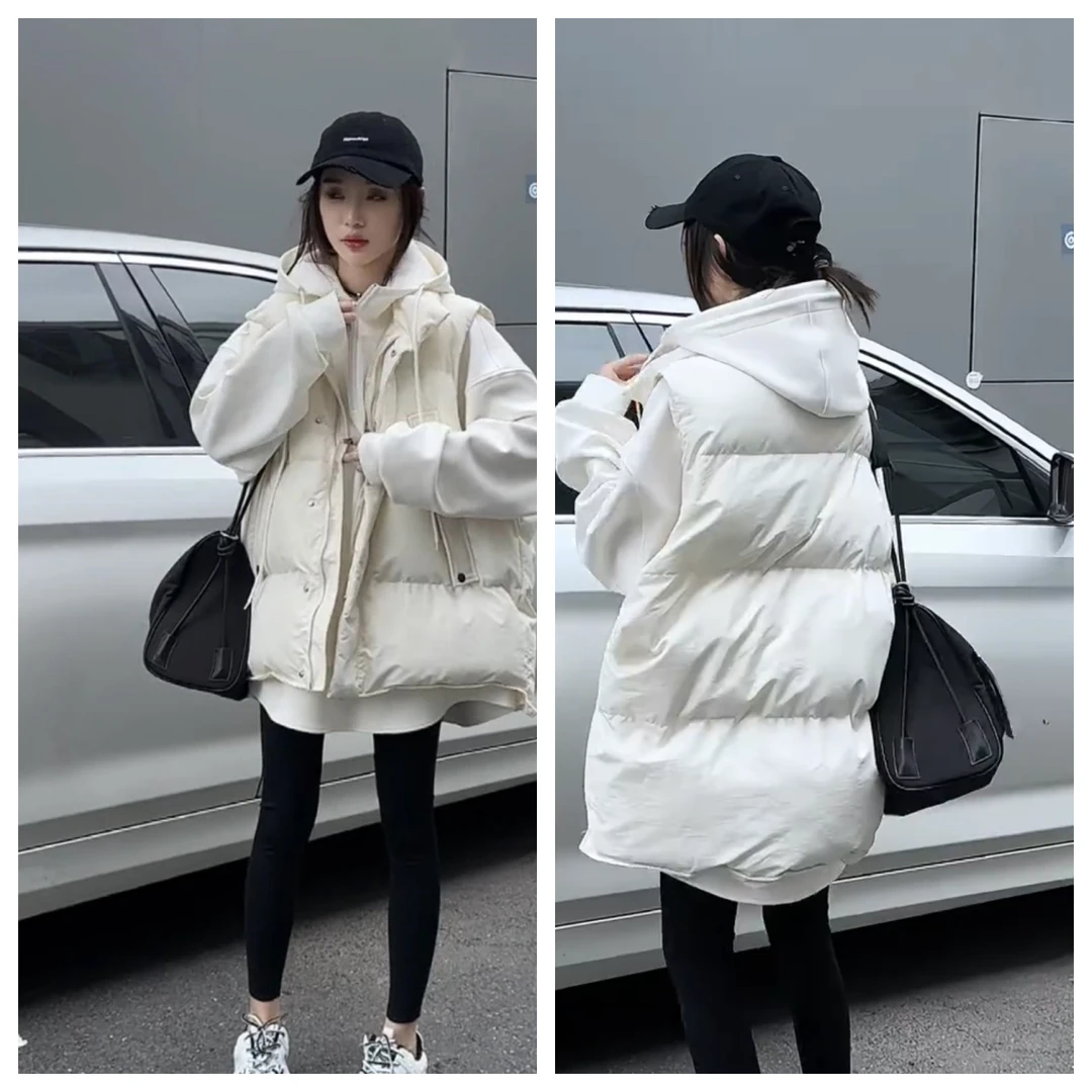 立领夹棉马甲女2024秋冬新款休闲宽松马夹坎肩背心棉服韩版外套潮