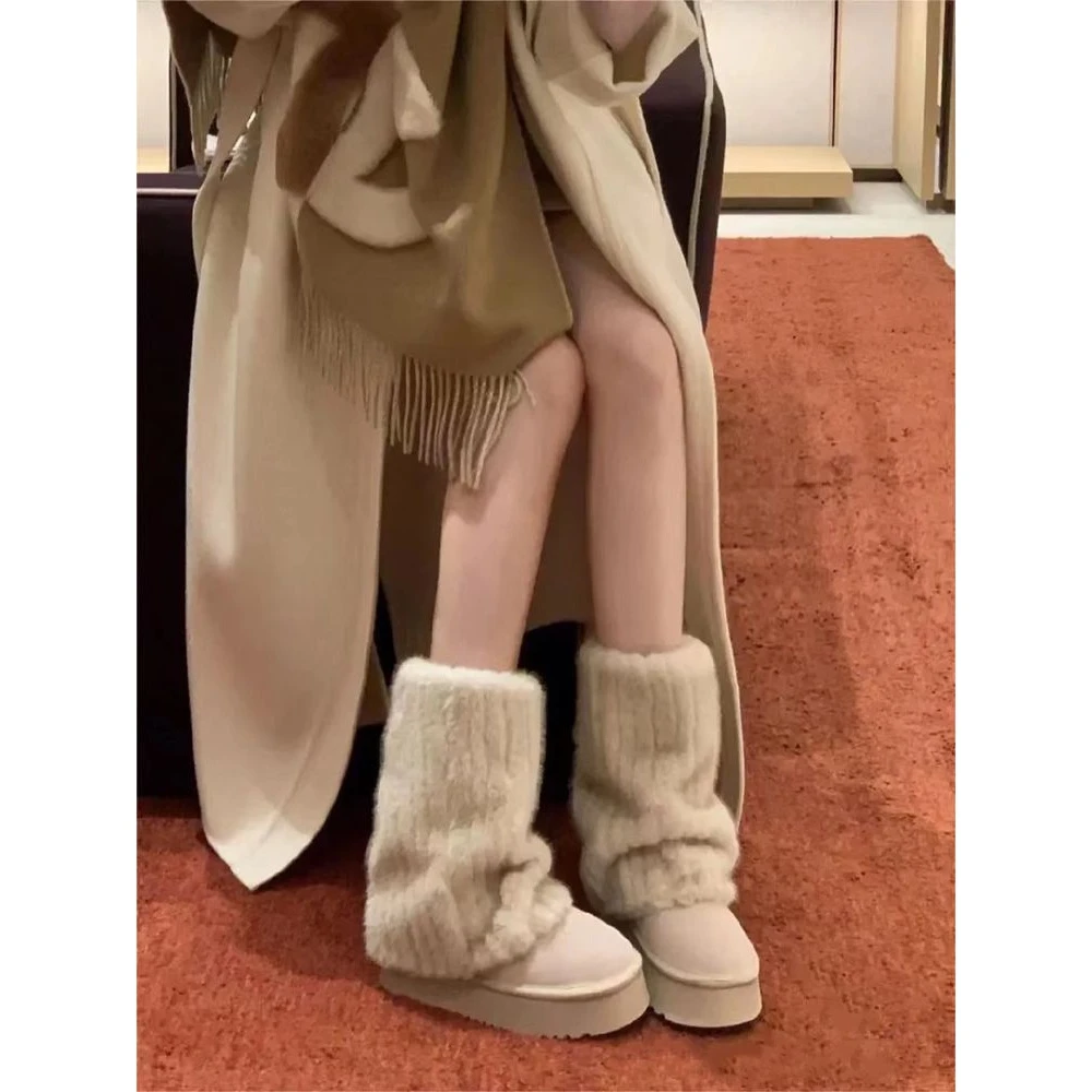 设计感小众冰岛雪地靴女2024冬季新款网红爆款时尚皮毛一体中筒靴