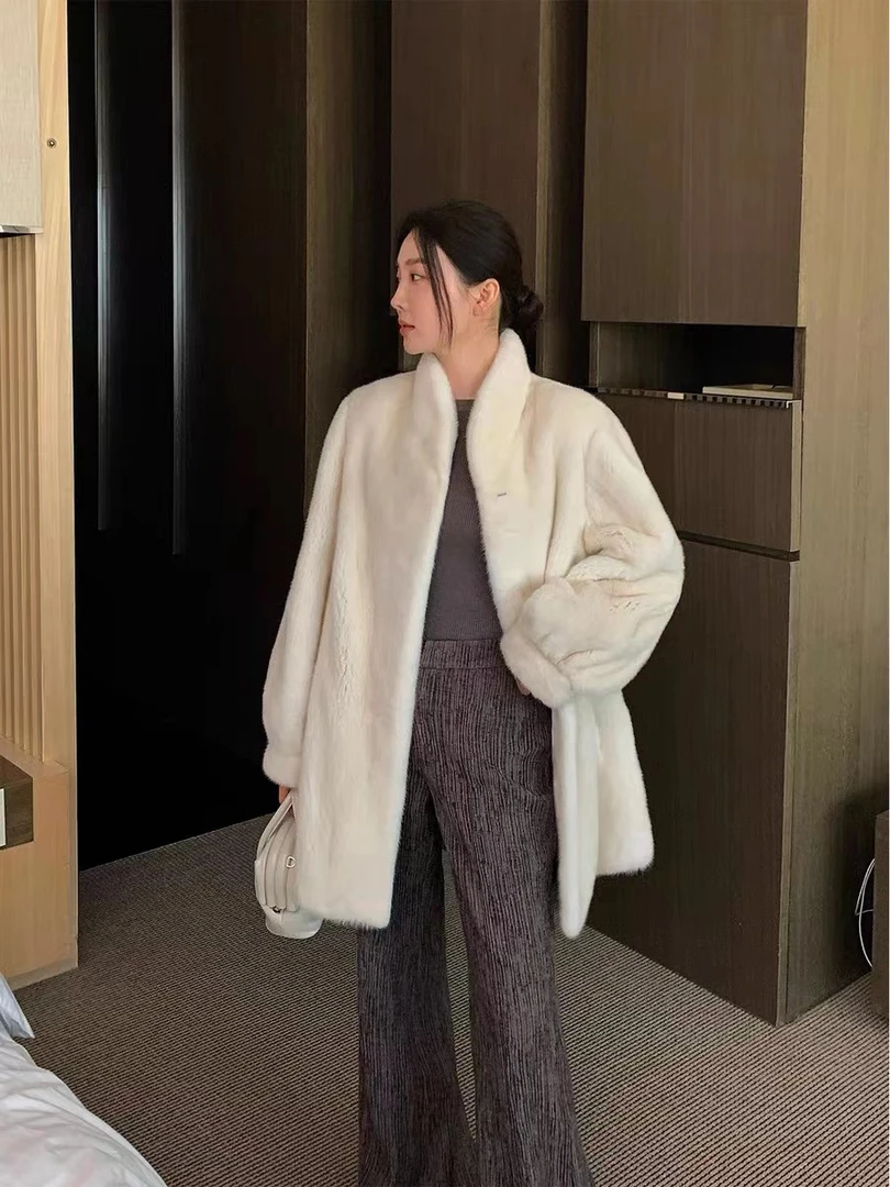 【众乐乐】℉2318冬季新进口水貂时尚时光机流行变奏曲紫金整貂外套