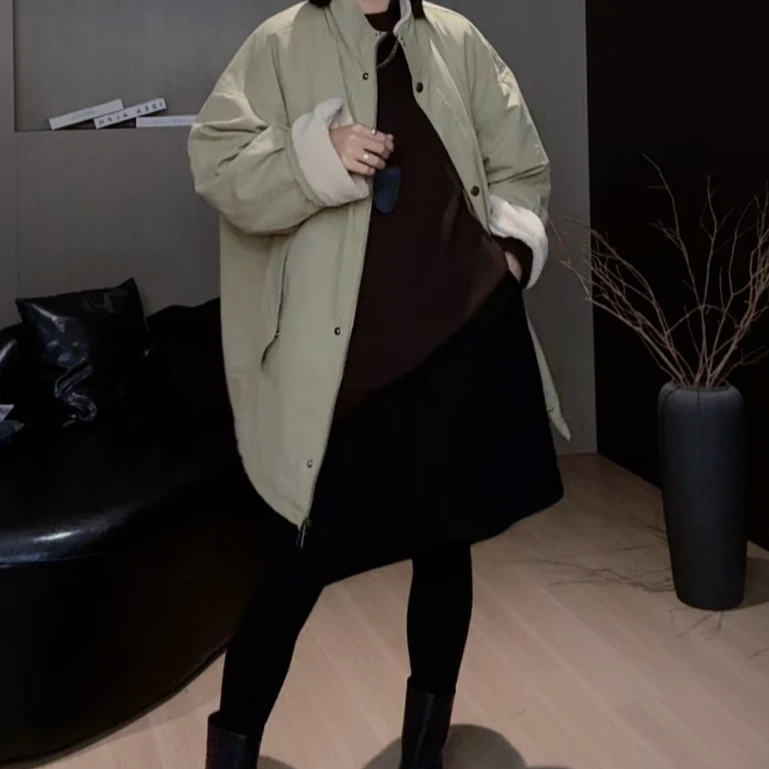 2024欧韩设计师新款百搭时尚加绒加厚长外套女  G0917