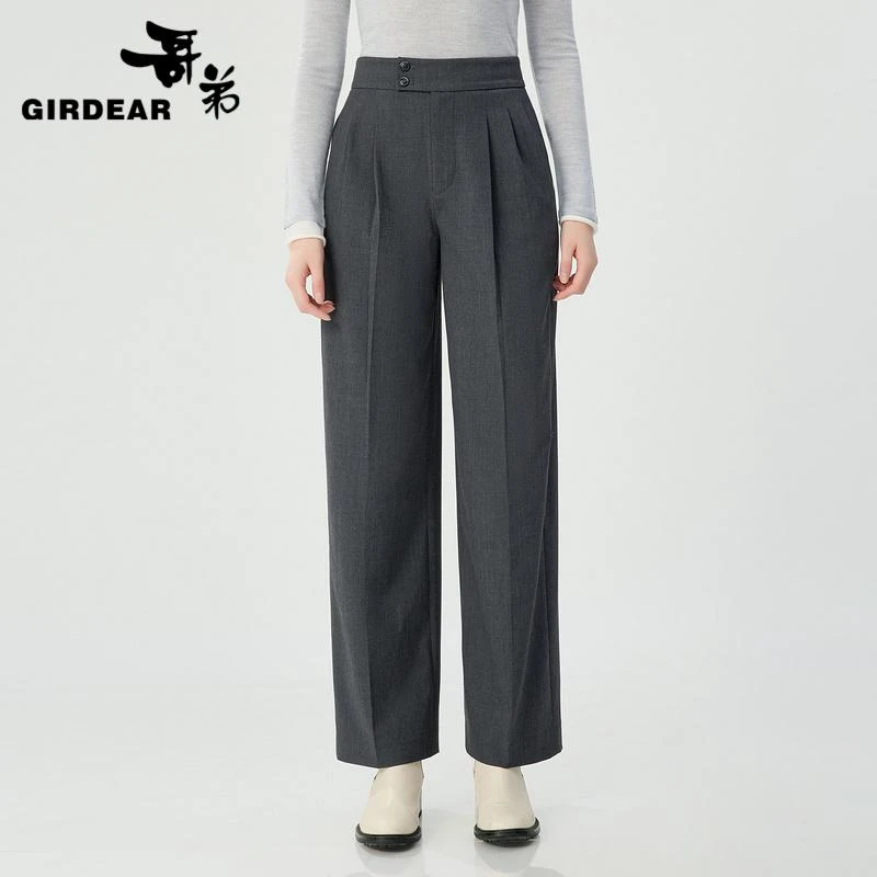 GIRDEAR/哥弟秋冬新款百搭夏季垂感显瘦高腰休闲裤西装裤1191500