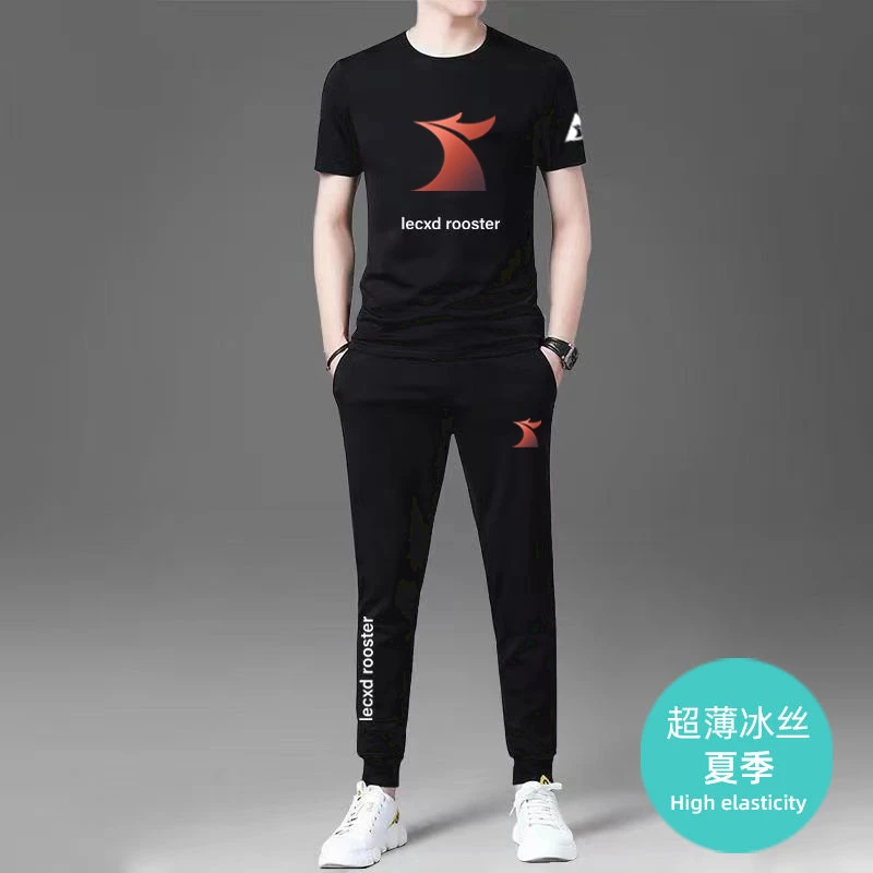 2025新款男士夏季短袖t恤套装中青年时尚潮棉运动衣服休闲男套装