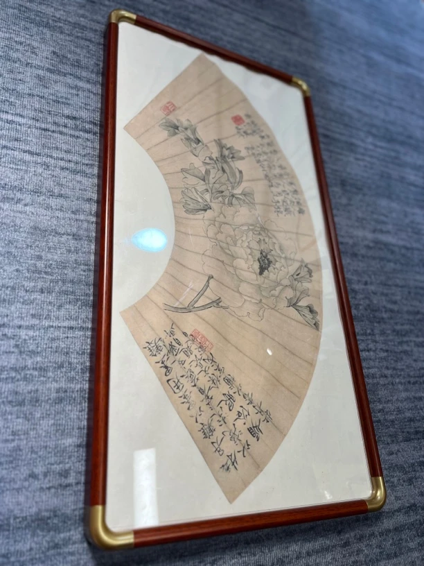 65*33仿铜实木画框 ABS圆角设计 有机玻璃 龙骨背板 宣纸随机