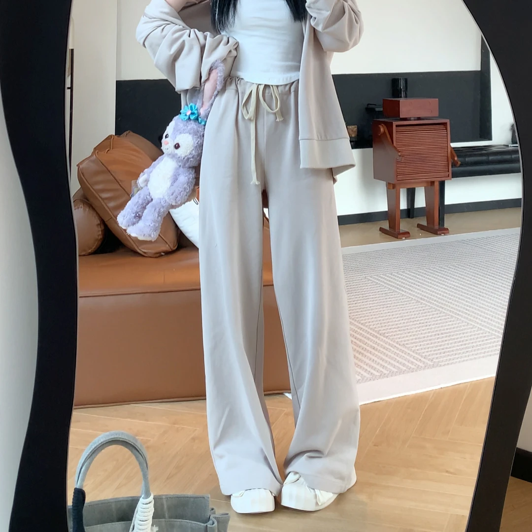 孙妍新品【遛弯卫裤】2023时尚新款松紧腰抽绳宽松休闲直筒运动卫