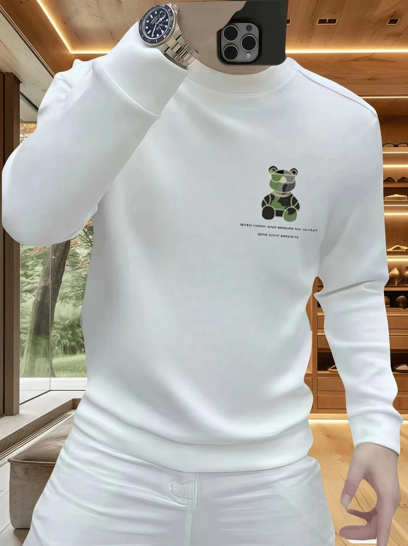 2024秋冬季新款潮牌印花卫衣男士时尚套头圆领长袖休闲百搭上衣潮