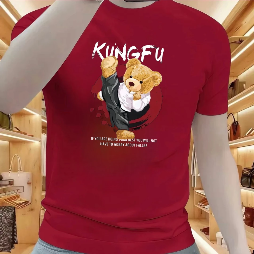 2024男士新款潮流时尚百搭帅气休闲短袖修身圆领印花夏季纯棉短袖