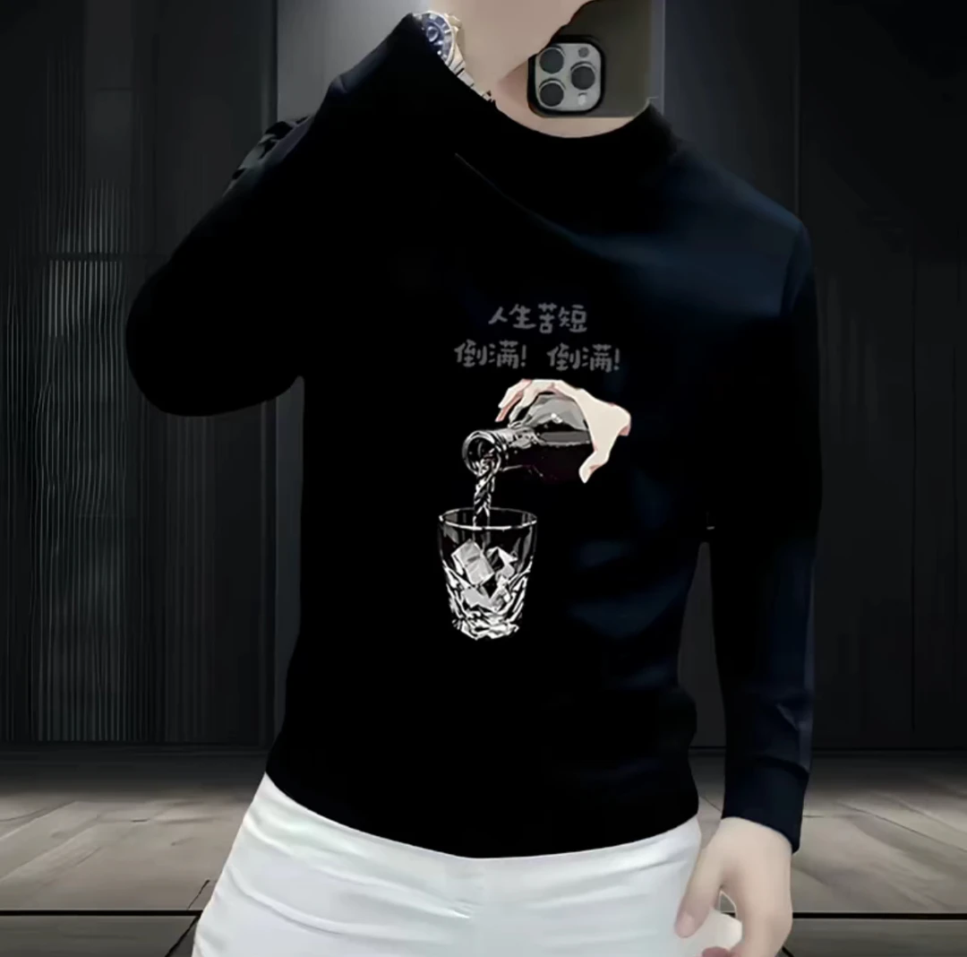 个性潮流重磅圆领卫衣痞帅街头宽松休闲秋季印花时尚男士潮流卫衣