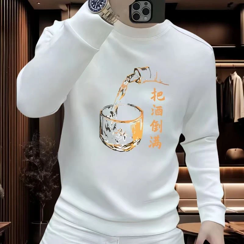 个性潮流重磅圆领卫衣痞帅街头宽松休闲秋季印花时尚男士潮流卫衣