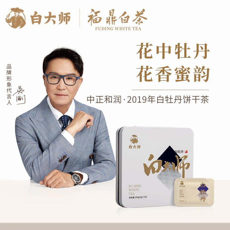 白大师福鼎白茶2019年白牡丹紧压小方片礼盒装200g