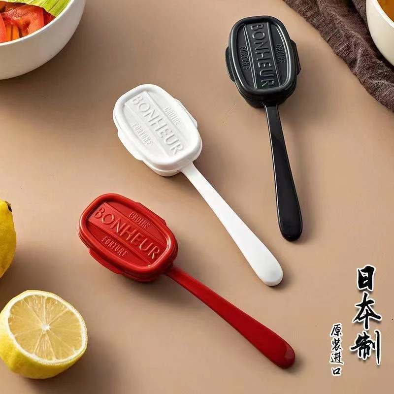 日本进口可爱调羹日式小勺子创意带盖儿童学生汤匙小号饭勺喝汤勺