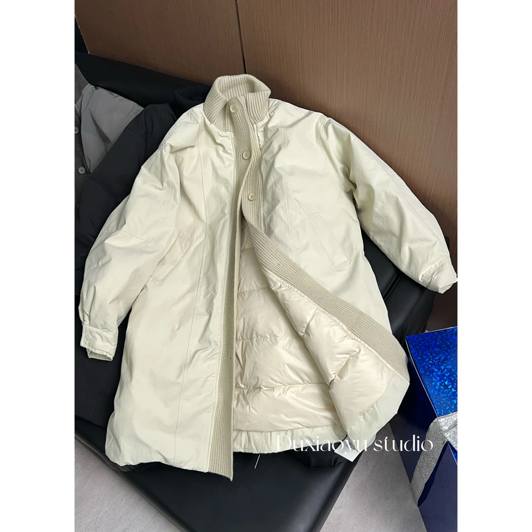 晓宇女装【超韩】年货定制保暖羽绒服冬季长款单排扣白鸭绒羽绒服