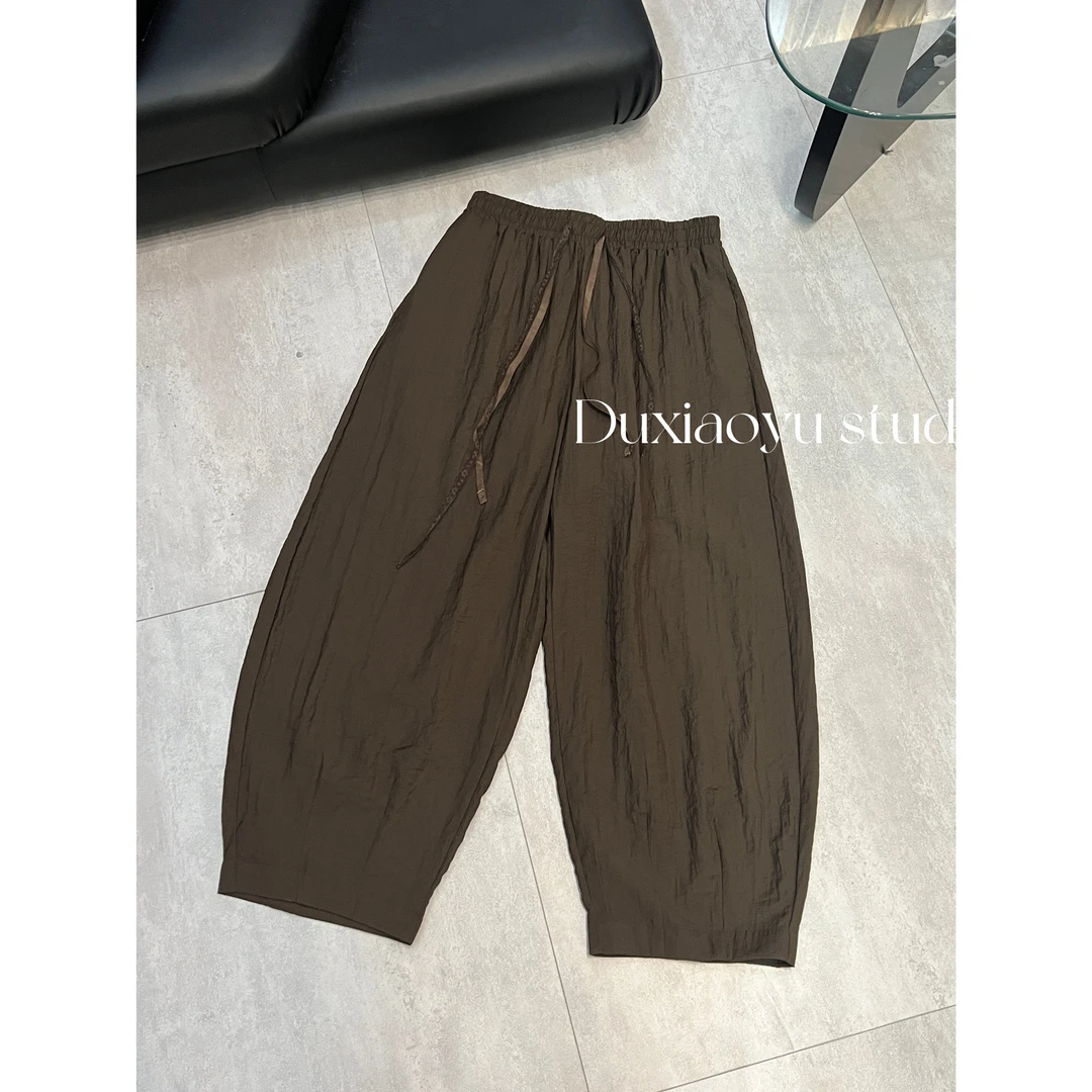 DUYU【艾草休闲裤】2024夏季新款纯色时尚百搭休闲简约宽松休闲裤
