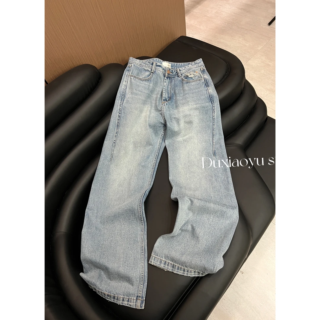 DUYU 【小牛弯刀裤】2024春款极简高腰百搭显瘦侧边立体剪裁牛仔裤