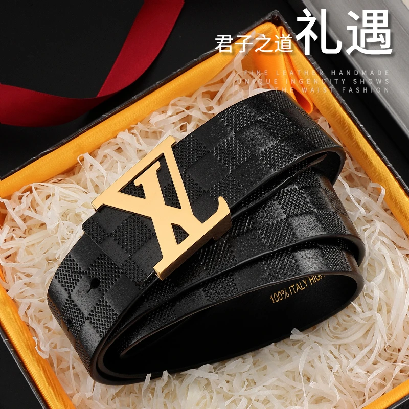 高档新款皮带男真皮平滑扣纯牛皮腰带青年裤带韩版送礼送男友