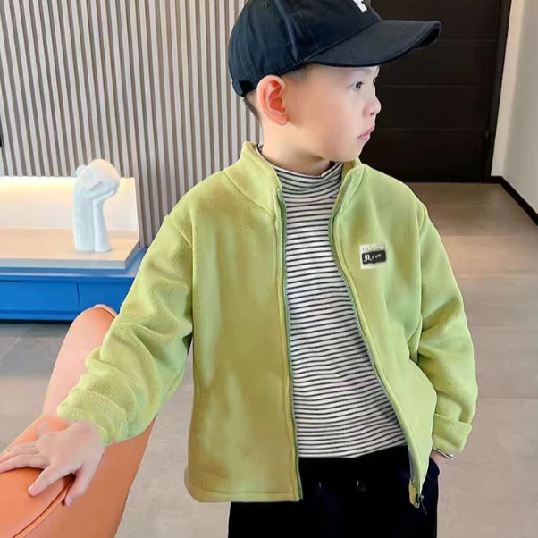 凯儿童冬款奥利绒外套校服神器男女宝宝休闲百搭抓抓绒上衣保暖