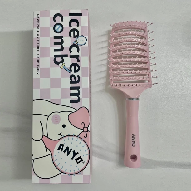 ANYO 头发蓬松排骨梳高颅顶排骨梳子大弯卷发梳按摩造型神器