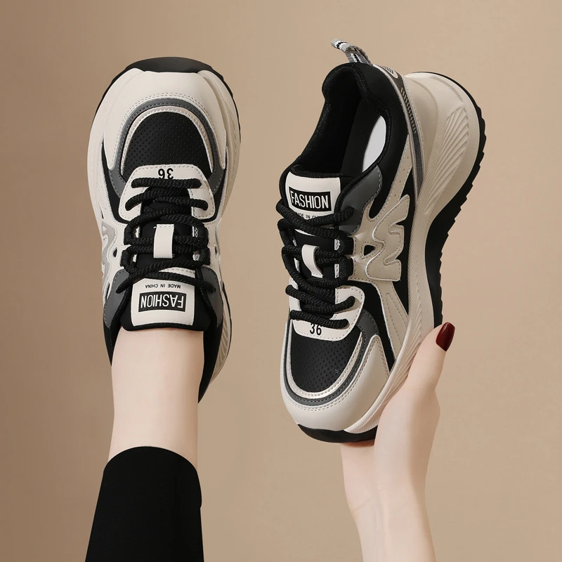 老爹鞋女款百搭2025新款春秋季厚底增高鞋软底轻便休闲运动鞋